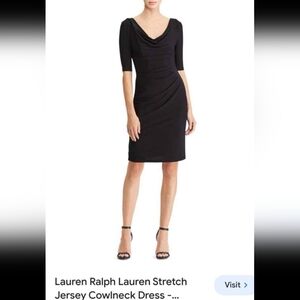 Ralph Lauren Black Cowl Neck Stretch Dress
